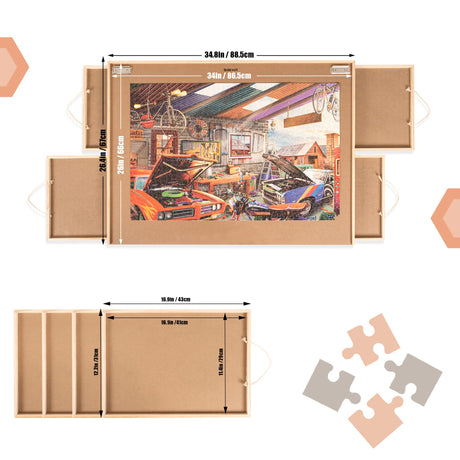 Lavievert 1500 Pieces Jigsaw Puzzle Board with 4 Drawers & Cover, Wooden Puzzle Plateau with Puzzle Mat Set and Smooth Surface, Portable Puzzle Table for Adults and Kids LAVIEVERT