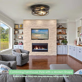 Youroke Farmhouse Flush Mount Ceiling Light Fixtures, Industrial Close to Ceiling Light 2-Lights, 11 Inch Metal Black Cage Rustic Style Ceiling Light Fixtures for Hallway Kitchen Bedroom Entryway Youroke