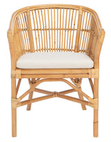 SAFAVIEH Home Collection Olivia Rattan Cushion Accent Chair, Natural/White Safavieh