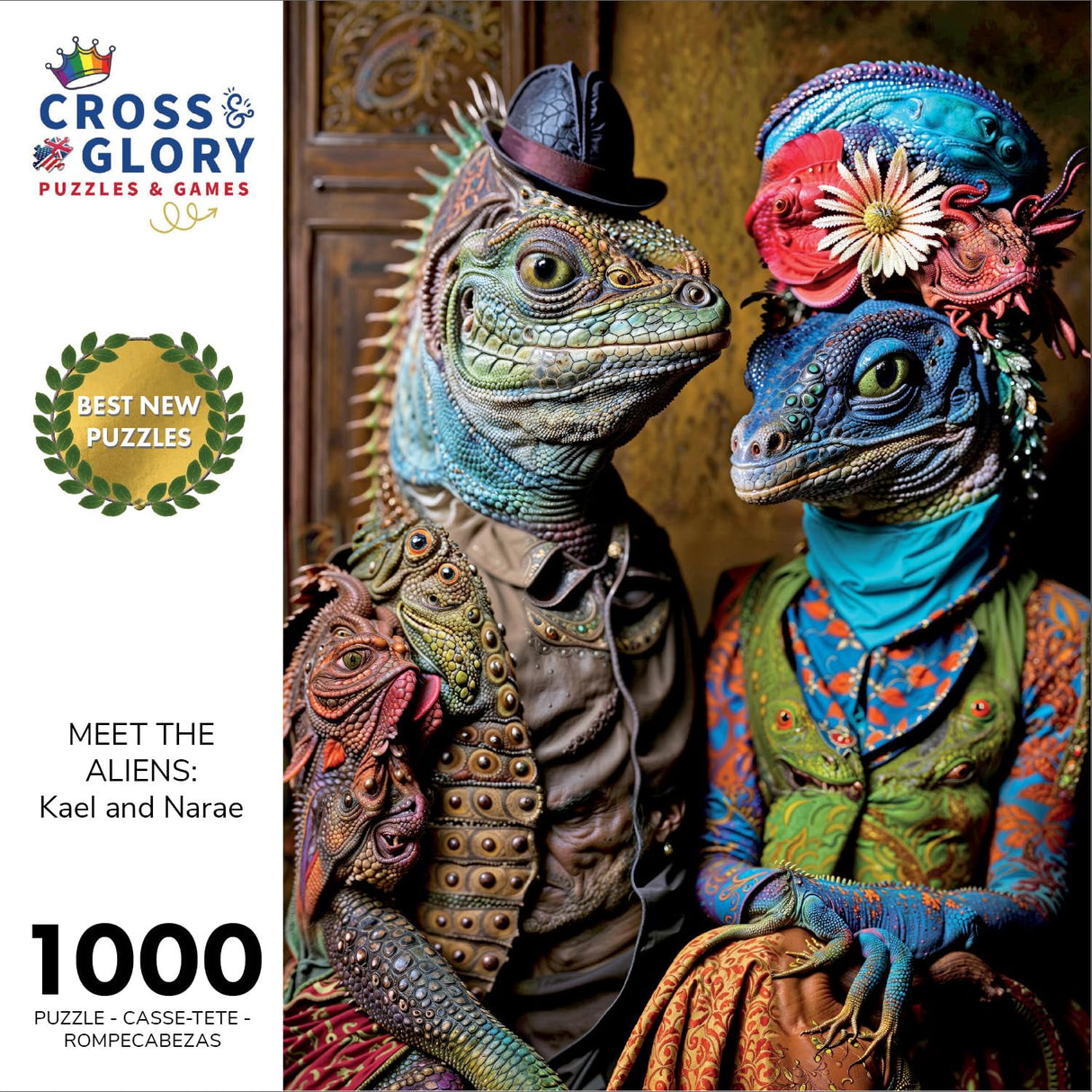 Cross & Glory - Meet The Aliens: Kael and Narae - 1000 Piece Jigsaw Puzzle | Intergalactic Love Story | Vibrant Alien Puzzles with Satin Finish Cross & Glory