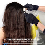 Sopito Heat Resistant Gloves with Silicone Bumps, Professional Heat Gloves for Hair Styling Curling Iron Wand Flat Iron, Black Sopito