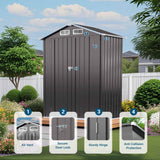 5x3 FT Metal Outdoor Storage Shed, Waterproof Garden Tool Shed with Pitched Roof & Lockable Door, Compact Backyard Storage for Bikes, Lawn Equipment, Patio Furniture, Easy Assembly Utility Shed, Gray Suwopmvy