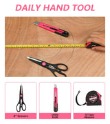 B BOSI TOOLS 40-Piece Pink Tool Set- General Household 40 PCS Hand Tool Kit with Plastic Toolbox Storage Case (Pink) B BOSI TOOLS