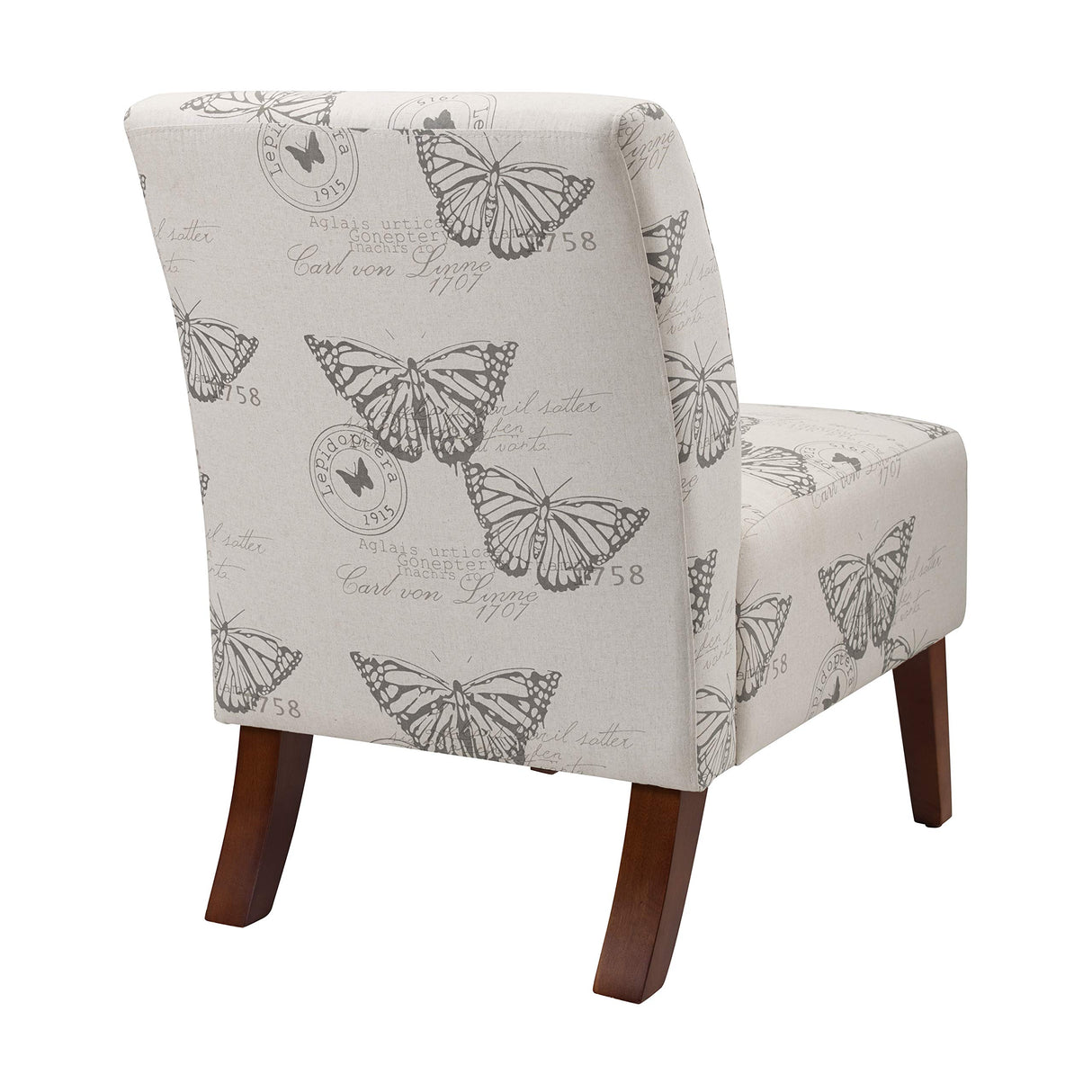 Linon Butterfly, Dark Espresso Linen Lily Chair, 21.5" W x 29.5" D x 31.5" H Linon