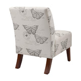Linon Butterfly, Dark Espresso Linen Lily Chair, 21.5" W x 29.5" D x 31.5" H Linon