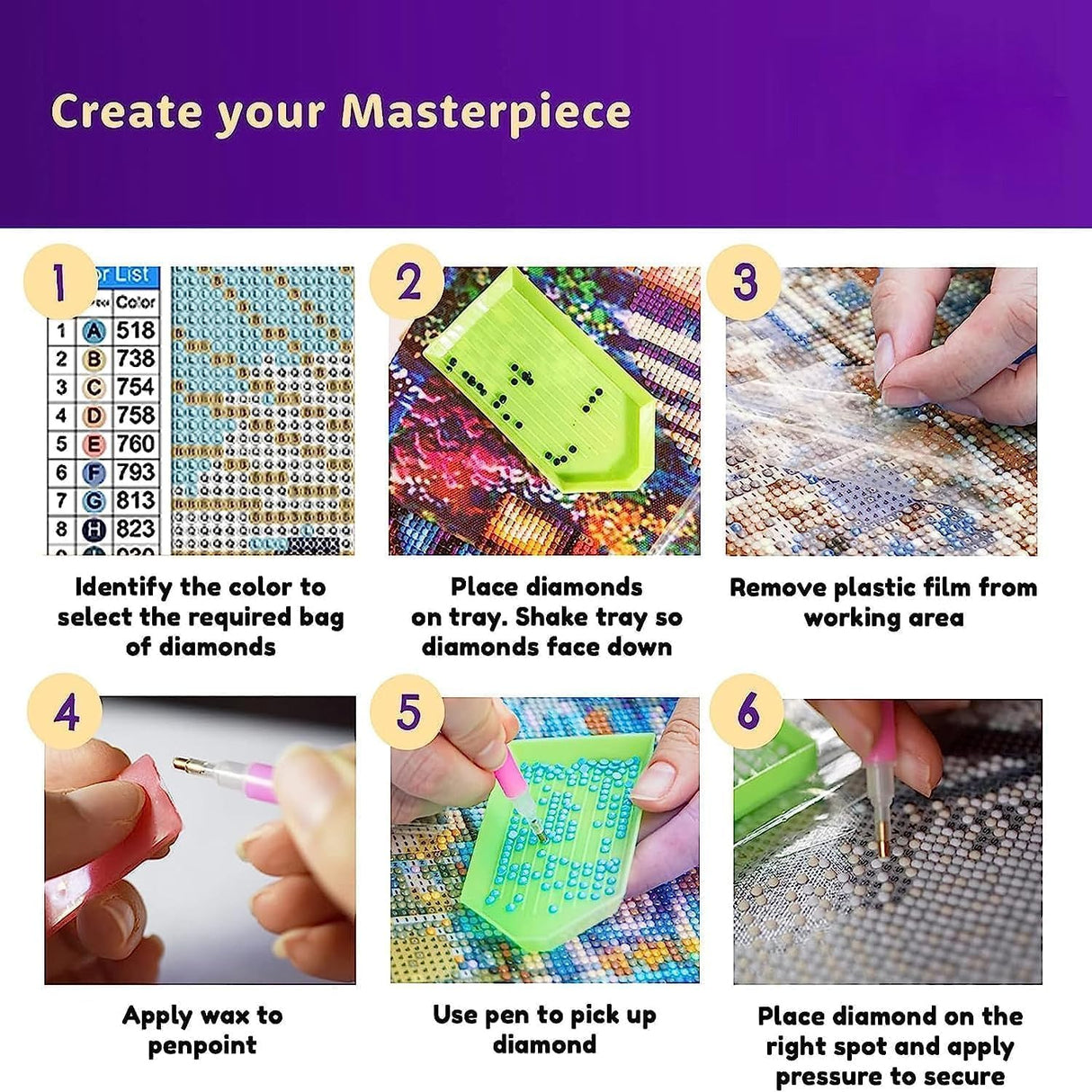 DOTZSO 6 Pack Diamond Painting for Adults 5D Diamond Painting Kit DIY Full Diamond Art kit with Diamond Painting Crystal Art and Craft for Beginners 12x16 inches (Landscape) DOTZSO