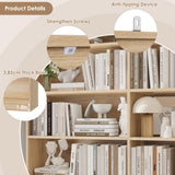 FACBOTALL 83.6" Tall Bookshelf and Bookcase, 7-Tier Extra Large Bookshelf with Double Storage, 14 Open Display Shelves for Home Office, Study and Living Room, Light Oak FACBOTALL