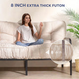 MAXYOYO 8" Futon Mattress Queen Size, Ultra Thick Futons Sofa Couch Bed Tufted Sleeper Sofa Bed, Floor Mattress for Adults, Shredded Foam Filling (Frame Not Included), Beige MAXYOYO