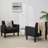 TYBOATLE Accent Chairs Set of 2 Comfy Living Room Chair Black Leather Tufted Mid Century Modern Accent Chair, Small Cozy Reading Arm Chair for Office, Bedroom (2, Black) TYBOATLE