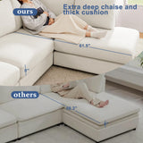 Mofolit 100“ L Shaped Couch with Reversible Chaise Sectional Sofa Corner Couches for Living Room,Apartment and Compact Spaces(Cream) Mofolit