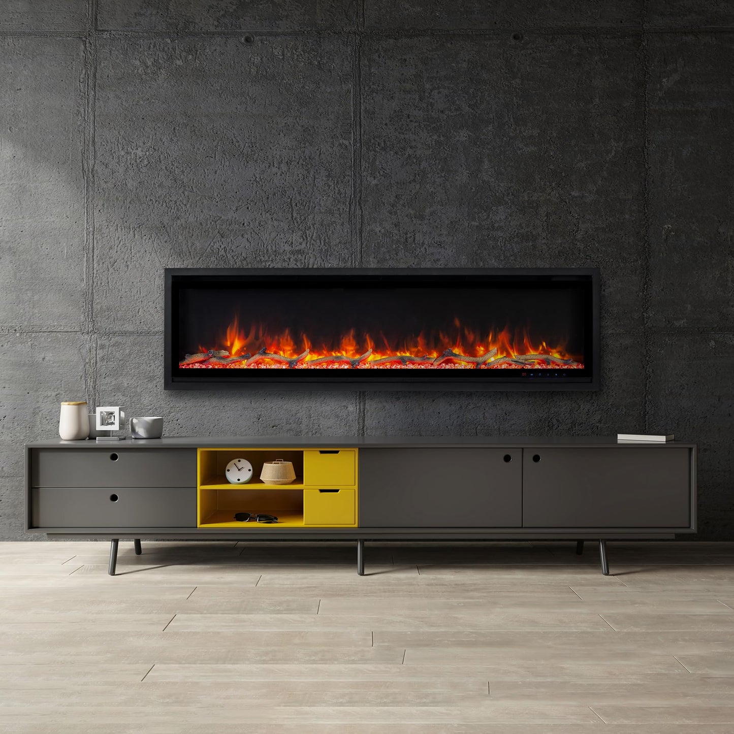 Kennedy II Commercial Grade Smart Electric Fireplace, 60IN