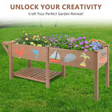 ketive Raised Garden Bed with Legs Outdoor,Elevated Garden Box,Storage Shelf, Protective Liner for Backyard,Patio,Balcony,80x23x30in (Brown) ketive