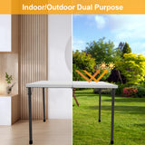 Kasunpul 34" Folding Table, Portable Square Folding Card Table with Collapsible Legs & Carrying Handle, Plastic Tables for Camping,Picnic, Office, Party, White Kasunpul