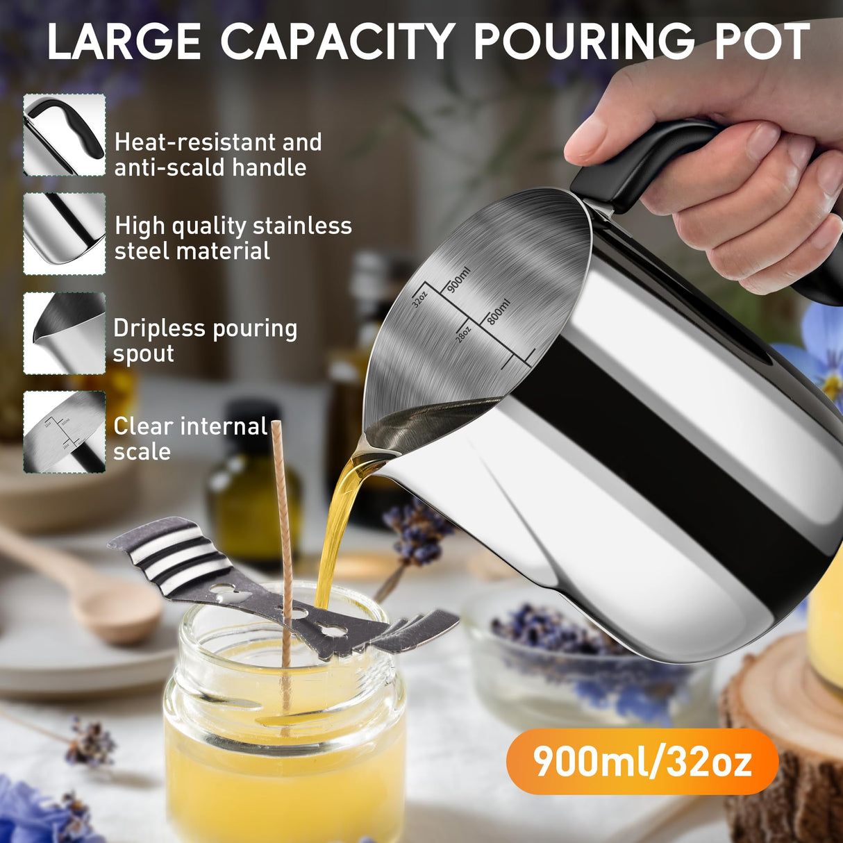 Zapstarz Candle Making Kit with Hot Plate, Candle Making Supplies for Adults Beginners, Wax Melting Pot with Stirring Spoon, Anti-Scalding Pad, Thermometer for Candle Making, Candle Making Pouring Pot Zapstarz