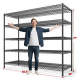 REIBII 55.5" W Storage Shelves 3200LBS Metal Shelving 5 Tier Wire Shelving Unit Garage Shelving Heavy Duty Metal Shelves for Storage Rack Commercial Adjustable Pantry Shelf, 55.5" W X 18''D X 71" H REIBII