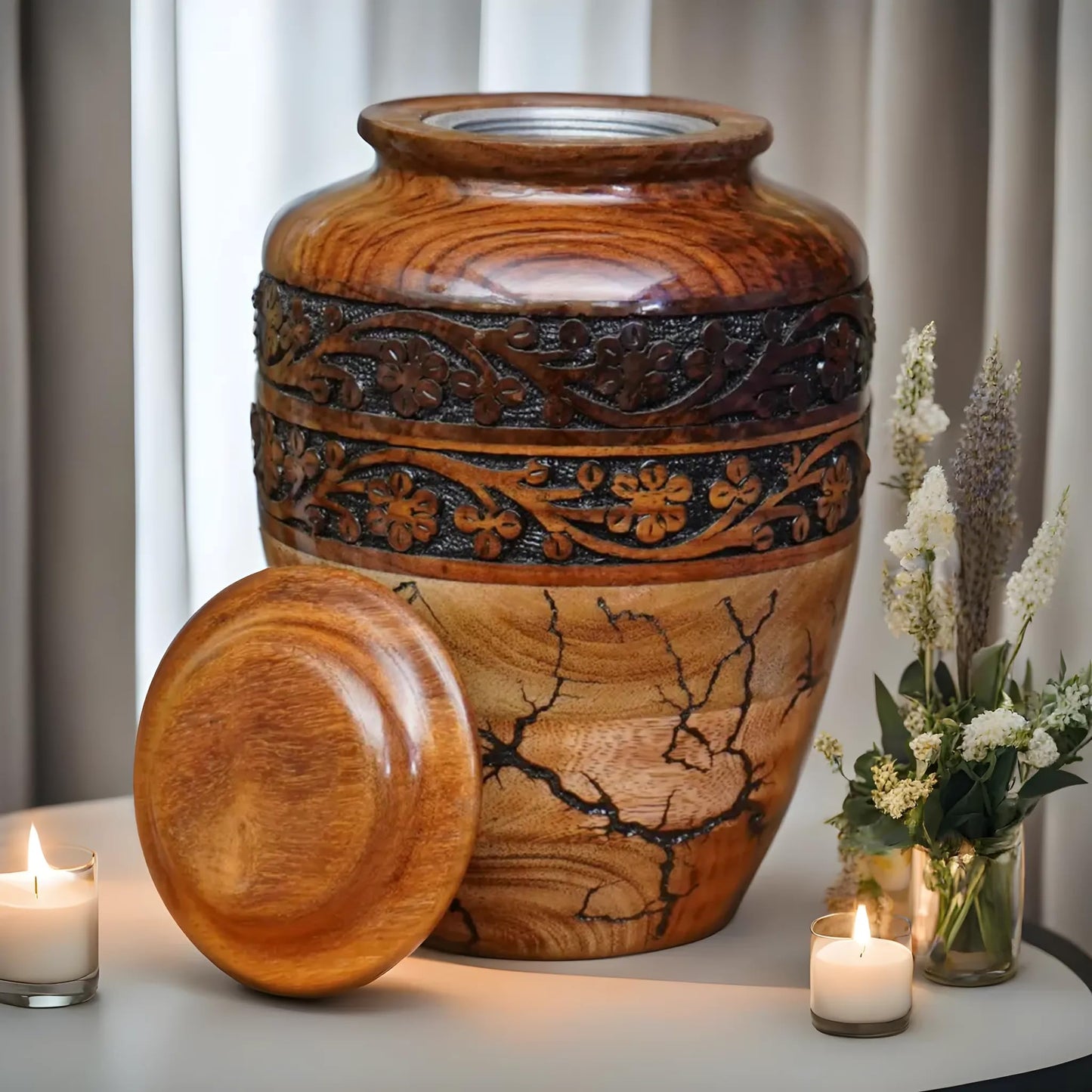 Best Urn for Human Ashes Large Wooden urn for Cremation Adult urn Box for Ashes Personalized Wooden urn Burial urn for Funeral Wood Box - WoodArtSupply