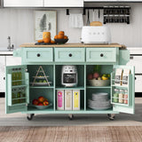 Merax Kitchen Cart Island with Drop-Leaf Countertop on 5 Wheels, Cabinet Door Internal Storage Racks for Dinning Room, Mint Green Merax