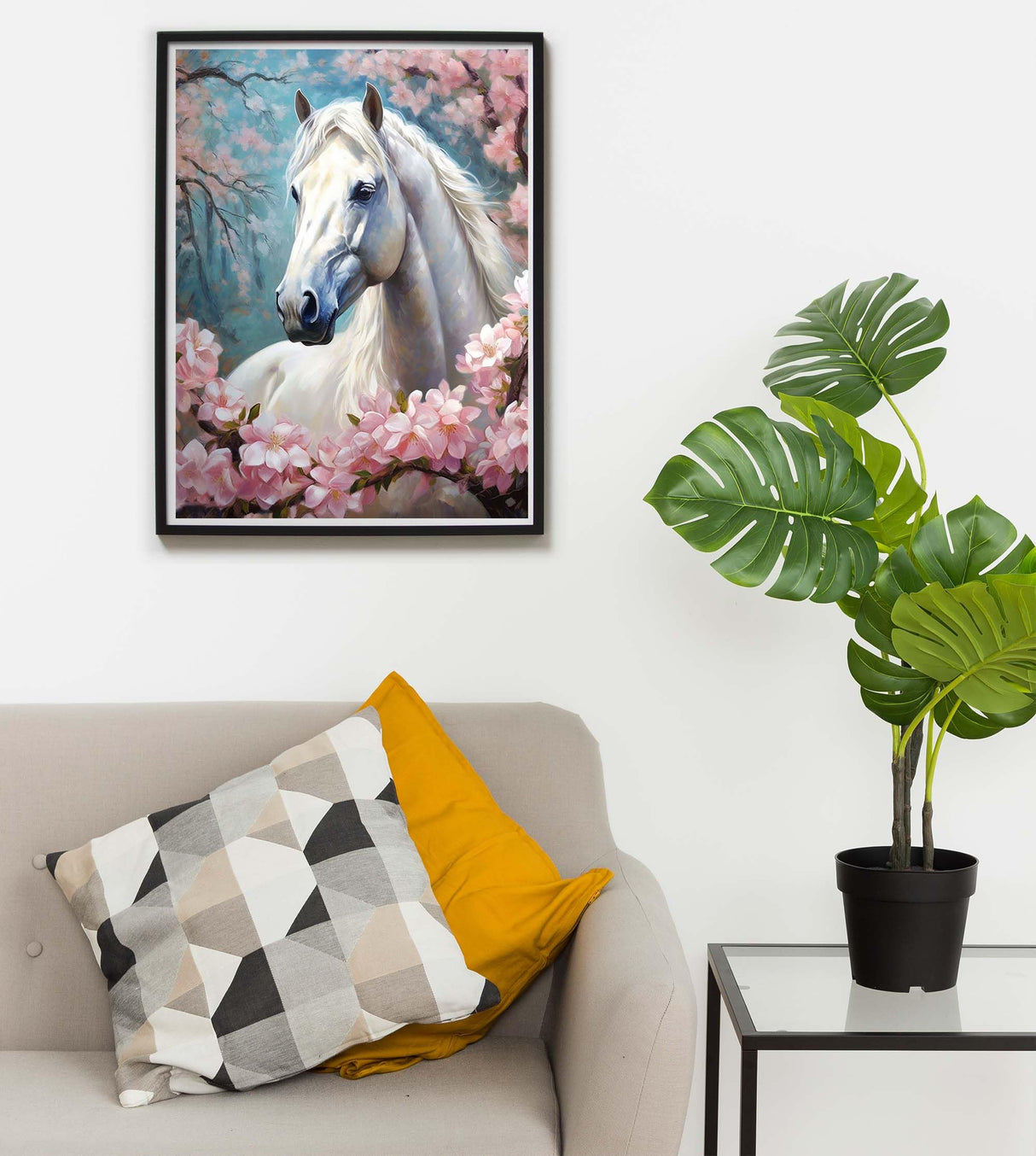 SKRYUIE Paint by Numbers Kit for Adults Beginner Horses, Acrylic Cherry Blossom Oil Painting by Numbers Kits with PaintBrushes Paintwork Art Crafts Canvas for Home Decor 16x20 inch SKRYUIE