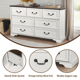 CATMIX Farmhouse Bedroom Set, 3 Pieces Bedroom Furniture Set, Rustic Wood 6 Drawer Dresser and Nightstands, Chest of Drawers Wide Storage Organizer Cabinet for Bedroom CATMIX