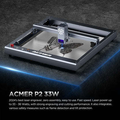 P2 Laser Engraver, 33W Output Laser Cutter, 180W Laser Engraving Machine, CNC Laser Cutter and Engraver Machine for Stainless Steel, Wood, Metal, Acrylic, Leather etc. - WoodArtSupply