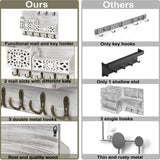 QILICHZ Key and Mail Holder for Wall,Decorative Key Holder Wall Mount,Wood Key Holder for Wall,Farmhouse Mail Key Organizer 13 Key Hooks,Rustic Key Hanger Wall Mount for Mail Envelope Letter Key,White QILICHZ