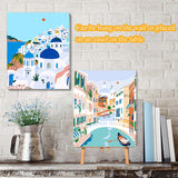 VIGEGU 4 Pack Paint by Numbers Kit for Adults Beginner with Frame, Wooden Easel DIY Cityscape Scenery Adult Paint by Number Kits for Home Decor 7.8x11.8inch VIGEGU