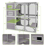 Large Cat Catio Kitty House wih 4 Tiers Cat House for Outdoor Cats Waterproof roof Cat Enclosures,77 Inch GUTINNEEN