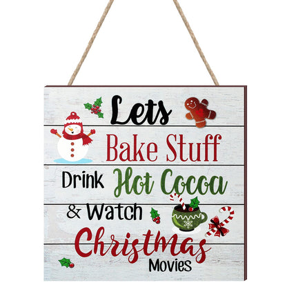 Blulu Christmas Hanging Wooden Sign Christmas Coffee Wall Decor Wood Christmas Tree Ornament Candy Door Sign Xmas Hanging Wood Sign for Christmas Holiday Kitchen Home Coffee Party Decoration (Wood)