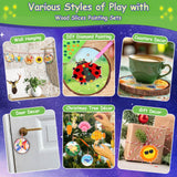 ROADPLUM Natural Wooden Slices Painting Craft Kit, 16PCS Unfinished Wood Slices & 20Pcs Unfinished Wooden Ornaments, DIY Glow in The Dark Christmas Ornaments Craft for Decorations ROADPLUM