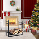 PHI VILLA Heavy Duty Firewood Racks Indoor/Outdoor Log Rack with Kindling Holder, 30 Inches Tall, Black PHI VILLA