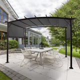 VINGLI 9’x 12' Outdoor Pergola Metal Retractable Pergola Canopy with Adjustable Roof, Garden Pergola for Deck, Porch, Garden, Yard (Grey) VINGLI