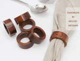 COTTON CRAFT Wood Napkin Rings - Set of 12 - Handmade Dining Table Napkin Holder - Classic Everyday Harvest Autumn Fall Thanksgiving Holiday Christmas Festive Party Gift Farmhouse Décor -Dark Natural COTTON CRAFT