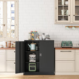 Fesbos Metal Storage Cabinet-36” Tall Steel File Cabinets with Lockable Doors and Adjustable Shelves-Black Steel Storage Cabinet for Home Office, School, Garage Fesbos