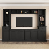 Ball & Cast TV Stand with Cabinets for TVs up to 75",Wall Unit Entertainment Center with Storage and Open Shelves,Modern Media TV Console with 2 Drawers for Living Room,Black Ball & Cast