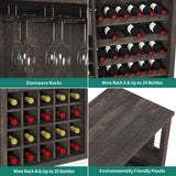 YITAHOME Wine Bar Cabinet with LED Light and Power Outlet 47" Home Coffee Bar with Wine Glass Rack Kitchen Buffet Sideboard with Storage Drawer Liquor Table for Living Dining Room Rustic Oak YITAHOME