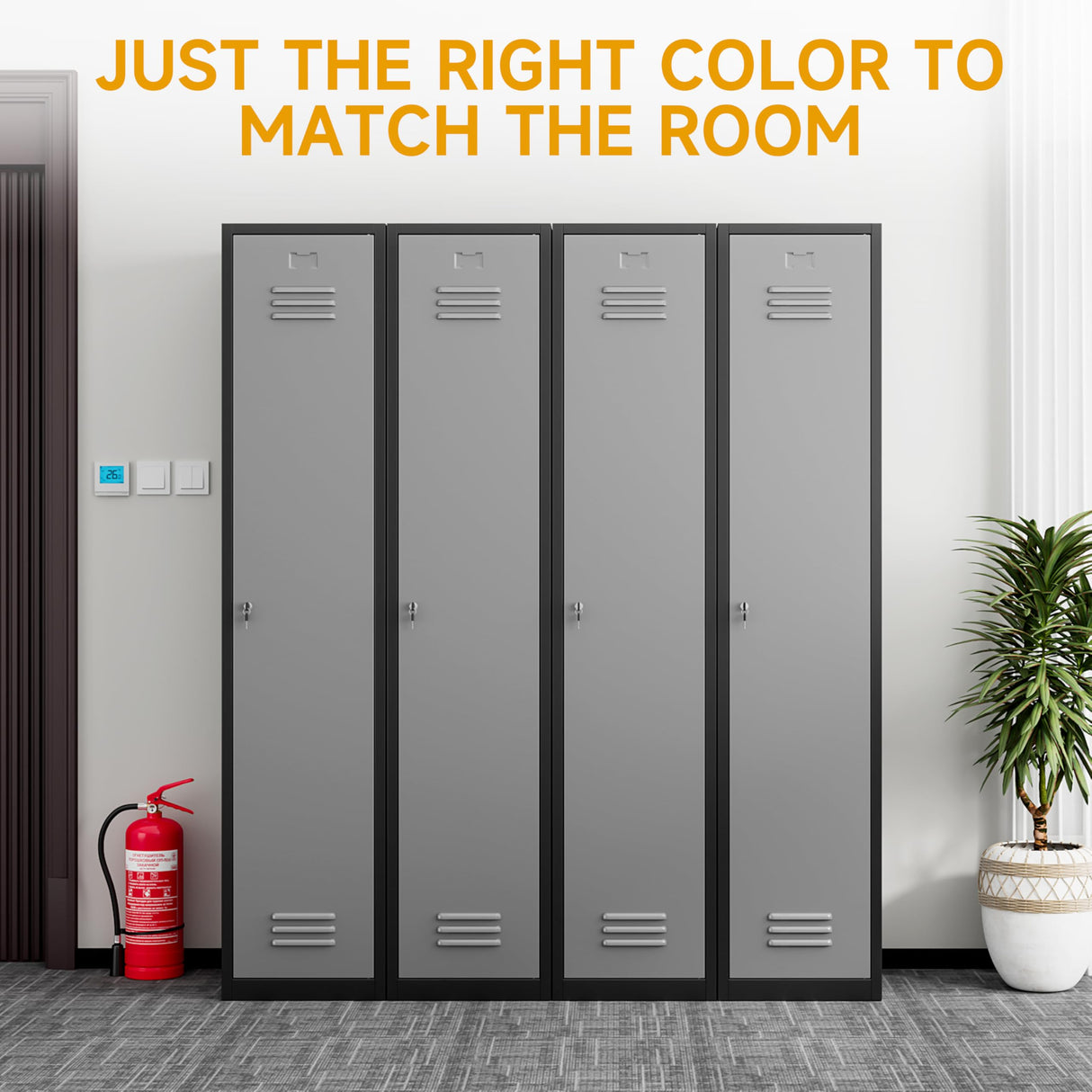 71'' Metal Locker with Keys for School,Gym,3 Tier Steel Office Storage Locker with Hook,Tall Cabinet for Employees (Black＆Gray, 1-Door) Firstsky