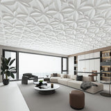 WOWSTAR 12-Pack 24"x24" Drop Ceiling Tiles, Waterproof Glue up White Ceiling Panels, 3D Wall Panels, PVC Wall Tiles, Ceiling Decor WOWSTAR