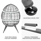 YITAHOME Egg Chair Wicker Indoor Outdoor Oversized Large Lounger with Stand Cushion Leveling Feet Egg Basket Chair 330lbs Capacity for Patio, Bedroom, Living Room, Garden, Backyard, Balcony-Grey YITAHOME