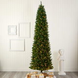Nearly Natural 10ft. Slim Green Mountain Pine Artificial Christmas Tree with 800 Clear LED Lights Nearly Natural
