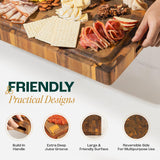 Yes4All Durable Acacia Cutting Boards for Kitchen, [17''Lx13''Wx1.5” Thick] Medium End Grain Cutting Board, Pre Oiled Wood Cutting Boards, Thick Chopping Board w/Juice Grooves and Easy Grip Handle Yes4All