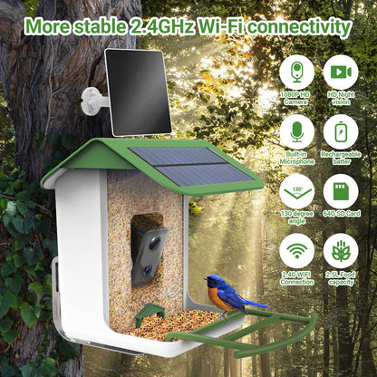 Smart Bird Feeder with Camera, Free AI Identify Bird Feeder, Newest Dual Solar Bird Feeder with 64G High Speed TF Card, 1080P HD Bird Camera Auto Capture Bird Videos & Will Notify, Gift for B - WoodArtSupply