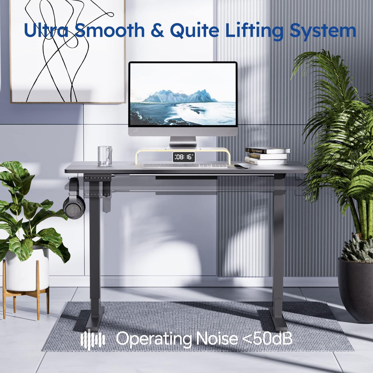 SohoTeco Motorized Standing Desks, Electric Stand Up Desk with Ultra Stable Construction and Cable Management,Adjustable Height Desk with Memory Preset Design for Home Office Use 48x24 in Black SohoTeco