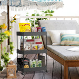 SPACEKEEPER Storage Rolling Cart 3 Tier, Laundry Room Organization Bathroom Cart Organizer Utility Mobile Shelving Unit Multi-Functional Shelves for Office, Kitchen, Black SPACEKEEPER