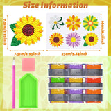 Saillong 36 Pcs Daisy Diamond Painting Sticker 5d DIY Diamond Sticker Sunflower Painting Creative Decals Resin Flower Rhinestone Gem Art Kits for Refrigerator Home Crafts Adults Summer Gift Decor Saillong