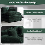 ZEIINPA L Shaped Sectional Sofa Cloud Couch for Living Room, 77" Chenille Comfy Boucle Modular loveseat Sofa, Modern Upholstery Sofa with Ottoman & Memory Foam, Emerald Green ZEIINPA