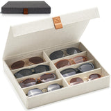 ZICOTO Beautiful Sunglass Storage Organizer For 8 Pairs - A Stylish Linen Case Protects and Displays All Your Glasses - The Perfect Storage Organizer To Hold Multiple Glasses Safe and Dust Free ZICOTO