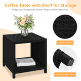 Yaheetech 5 Piece Patio Conversation Set with Ottomans, PE Wicker Balcony Furniture, Rattan Lounge Sofa with Cushions & Pillows, 2 Chairs & Side Table for Backyard, Porch, Garden, Black/Beige Yaheetech