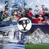 Christmas Snowflake Projector Lights Outdoor Waterproof 2025 Upgraded Double Head Dynamic Rotating Snowflake Projector for Halloween Xmas Holiday Party Gardens Wall Decoration Vivideal