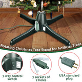 Hortsun Christmas Tree Stand 360 Degree Rotating Adjustable Tree Stand Replacement Electric Revolving Xmas Tree Base for up to 7.5ft Artificial Holiday Trees, Green Hortsun