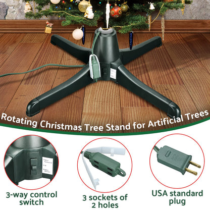 Hortsun Christmas Tree Stand 360 Degree Rotating Adjustable Tree Stand Replacement Electric Revolving Xmas Tree Base for up to 7.5ft Artificial Holiday Trees, Green